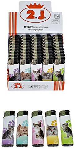 Encendedor de Gato, Juego de 50 Encendedores Eléctricos Recargables, Decoración Electrónica Original de Gato para Encender