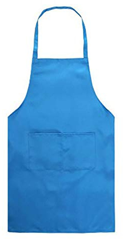 kockförkläde kockförkläde enfärgad, vuxna kvinnor unisex, hållbart bekvämt med framficka tvättbart för matlagning bakning kök restaurang hantverk, BLÅ, 70CMx60CM