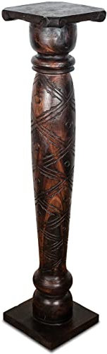 livasia edle Blumensäule Holz im Antik-Look – 100cm – Dekosäule aus Albiziaholz, Handgefertigt, Nachhaltig und Einzigartig aus Bali, Perfekt für Wohnzimmer, Flur oder Garten (Braun)