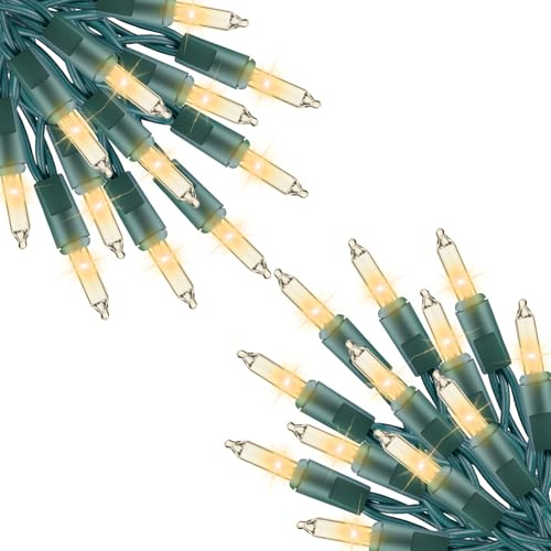 Minetom Clear Christmas Lights 200 Count 50 Feet Bulb Mini Lights, Waterproof String Light for Indoor Xmas Tree Garland Birthday Wedding Decoration, Green Wire