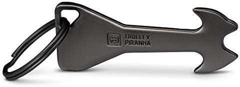 FABACH Trolley Piranha Einkaufswagenlöser aus Metall in Schwarz - Einkaufswagenchip Schlüsselanhänger - Einkaufschip für Einkaufswagen - Chip abziehbar, Kein Steckenbleiben im Pfandschloss