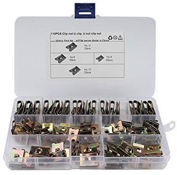 110 PièCes En BoîTe U Clip Et Vis éCrou De Clip Vis Et D'éCrous Cage éCrou En Forme De U Assortiment De Vis Et D'éCrous Cage U Clip Vis éCrou Kit D'éCrous Spire Clips 65 Acier Au ManganèSe
