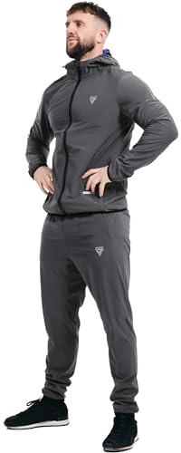 RDX Schwitzanzug Zum Abnehmen, Saunaanzug REACH Konform, Kapuzen Anzug Sauna Suit Sweatanzug Sportanzug Trainingsanzug Thermo Sweatsuit Boxen MMA Gym Fitness Laufen Herren Damen