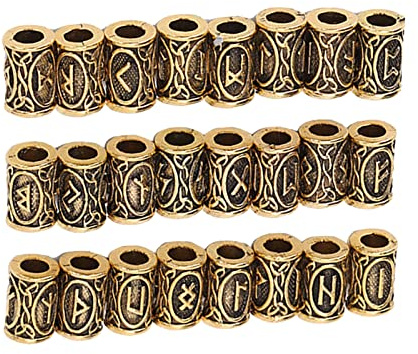 24 Cuentas para Barba y Cabello, de Aleación, con Patrones Únicos, Estilo Vintage, Accesorios de Joyería, para Trenzar el Cabello y Accesorios para Rastas