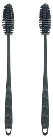 2 Stück 27,5 cm Flaschenbürsten, Silikon-Glasbürste mit langem Griff, Flaschenreinigungsbürste, geeignet für Küchenflaschen, Brillenbürste, Geschirrspülbürste (grau)
