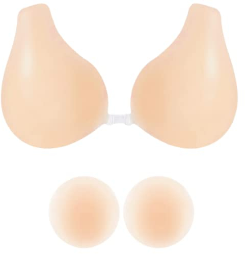 Sixome Klebe BH Push Up Trägerloser, Silikon Rückenfrei Trägerloser Sticky Push Up BH Nipple Cover, Trägerlos Unsichtbarer Brust Lift Up Selbstklebender BH für Damen für A/B/C/D Cups