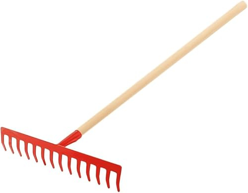 Heurechen Laubrechen Fächerbesen Rechen Rasenrechen Gartenrechen, Gartenwerkzeug, Gartengeräte Harke für Garten, Beet, Rasen, Gartenharke mit 130 oder 150 cm Stiel (18 Zähne mit 130 cm Stiel)