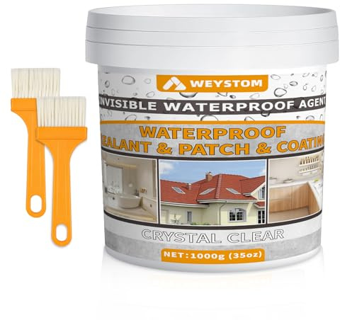 Sellante Impermeable 1KG – Pintura Impermeabilizante Transparente y Pintura Antihumedad Interior para Reparación de Fugas, Selletodo Impermeabilizante para Techos, Muros, Terrazas y Paredes