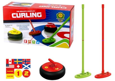 Jeu De Curling, 19CM Curling Shuffle Board, Électrique Curling Compétitif Avec LED Lumière, Curling Sport Intérieur Sports Plein Air Jouets Jeux De Fête De Famille Pour Kids Et Adultes, Cadeau De Fête