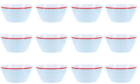 Nikou Envaldos Bowls Alimento Servicio de porcelana de imitación para la vajilla de la cocina (Cuadrícula azul claro)