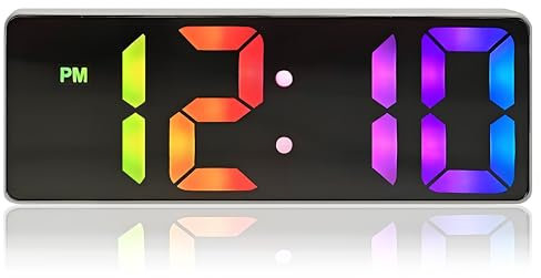 TSLBW Sveglia digitale, a LED con numeri grandi, 12/24HR, orologio da comodino con indicatore di temperatura e data, 2 allarmi, funzione snooze, luminosità regolabile, supporta batteria e cavo USB