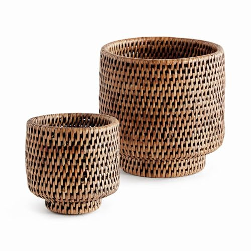 Napa Home & Garden Burma Rattan CACHEPOTS Small, Set of 2 Small Brown
