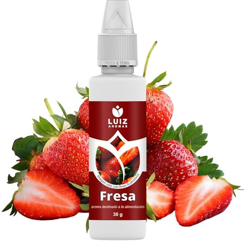 LUIZ AROMAS | Aroma Fresa - Aroma Alimentario en Gotas para dulces de Hornear, Pasteles, Bizcochos, Tartas y Licores | Producto Vegano sin Calorías y sin Azucar | Producto 100% Italiano (30g)