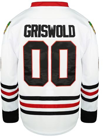 Classic Ice Hockey Jersey, Long Sleeve #00 Movie Men's Hockey Jerseys Stitched Letters and Numbers S-XXXL (US, Alpha, Large, Regular, Regular) White