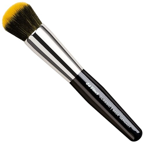 da Vinci, CLASSIC Foundation- & Puderpinsel, 2in1 Stipplingpinsel, vegan, Kunstfaser, für Foundation & Puder, makelloses Finish ohne Streifen, Holzgriff, Handmade in Germany