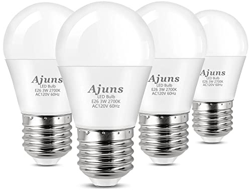 Ajuns LED 3W 25 Watt Light Bulbs Equivalent, 120V Ceiling Fan Light Table Lamp Bulb Warm White 2700K LED Energy Saving Light E26 Base, Suitable for Home 4 Pack