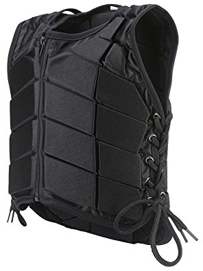 AYNEFY Kinder Reitweste, Schutzweste mit Rückenprotektor, Schwarz, Medium, Unisex, Kind, Schutzweste, Reitweste, 72 cm, Einfarbig