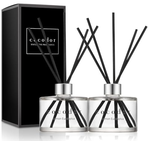 COCODOR Signature Reed Diffuser Set/Lemon Eucalyptus / 6.7oz /2 Pack/Home Fragrance Diffuser, Oil Scent Diffuser for Bathroom Shelf Decor