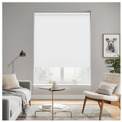 Thermal Insulated Blackout Fabric Roller Blinds, Easy Fit Room Darkening Shades Fittings Included Cream (Width 240cm x Length 210cm, Blackout, Cream) (BK004)