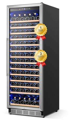 FoMup Wine Fridge Freestanding,173 Bottles 24 Inch Wine Cooler Refrigerator, Tall Wine Fridge with Compressor Low Noise Fast Cooling, Wine Cellar with Upgraded Door Handle Sliding Rail Shelves