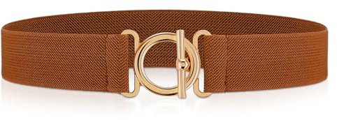Amaxiu Women Elastic Belt, Invisible Stretch Ladies Belts with Gold Flat Buckle Skinny Waist Belt For Jeans Pants Dresses(Brown)
