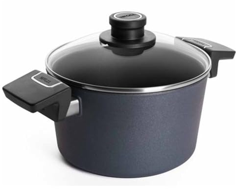 Woll Diamond Lite Induktion Kochtopf Gusstopf aus Aluminium-Schmiedeguss, mit 2 festen Seitengriffen, inkl. Glasdeckel, Maße: Durchmesser: 20 cm, Höhe: 11,5 cm, Fassungsvermögen: 3,2l, NB-DPI-120-L