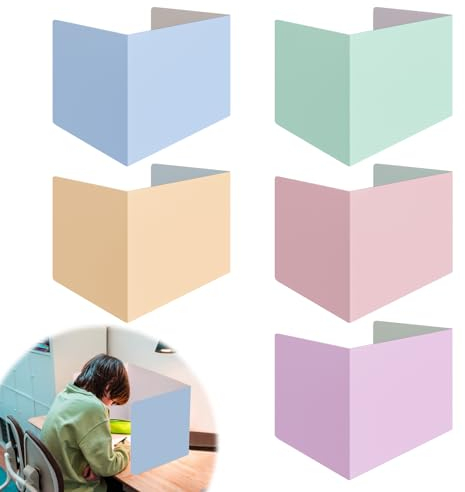 LERANXIN Separadores para Escritorio, 5 Pieza Paneles Divisores de Privacidad para Escritorio, 40×30×30cm Papel Separador de Escritorio Plegable, Adecuado para Salas de Estudio y Oficinas