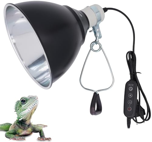 BREUAILY Protector de Lampara de Reptiles con Abrazadera Giratoria de 360 ° Turtle Bombilla Titular de la Lámpara Portalámparas Reptiles (7.2 Pulg)