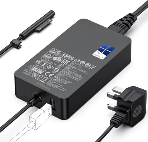127W Surface Charger Compatible with Microsoft Surface Book 3/2/1, Surface Laptop Studio 2/1, Surface Pro 11/10/9/8/7/7+/6/5/4/3, Surface Laptop 7/6/5/4/3/2, Surface Go, Support 102W, 65W, LED, 10FT