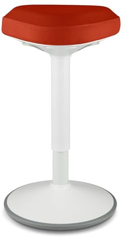 standup.Today Wackelhocker Elmo (Weiß/Orange) – Sitzhocker höhenverstellbar 55-80 cm – Ergonomischer Hocker für Büro & Zuhause – Bürohocker mit Schwingeffekt – Schreibtischhocker