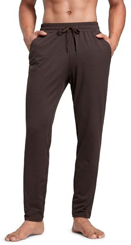 CRZ YOGA Pantaloni della Tuta Leggeri da Uomo Traspiranti Allenamento Casual Lounge Comodi Tasche con Cerniera - 76CM Marrone Caramello Caldo XXL