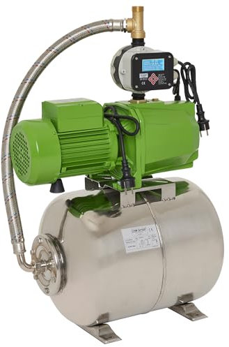 Hauswasserwerk selbstansaugende JET Gartenpumpe / 6,1 Bar - 6000 L/h mit Messinglaufrädern und einstellbaren Druckschalter/Trokenlaufschutz