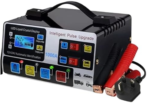 500A Heavy-Duty Car Battery Charger with LCD Display 12V/24V Smart Pulse Repair & Trickle Charge Universal Vehicle, Motorcycle & Lorry Battery Maintainer