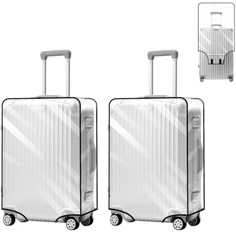 xolear 2 Pezzi 28 Pollici Coprivaligia Impermeabile, PVC Copertura Trasparente per Valigie, Design Autoadesivo Proteggi Valigia Trasparente Impermeabile e Antigraffio, Adatto per Viaggi e Scuola