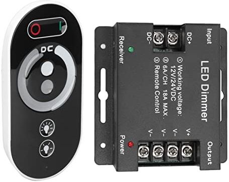 ZAWELIYO Trådlös LED-kontroll, Trådlös Fjärrkontroll, Dimmer Touch RF-fjärrkontroll för LED Strip Light DC 12V 24V med Aluminiumlegering för Lampor