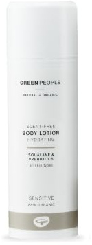 Green People Fragrance Free Body Lotion for Sensitive Skin, 150ml | Shea Butter, Squalane, Jojoba and Prebiotics, For Dry and Sensitive Skin, Vegan