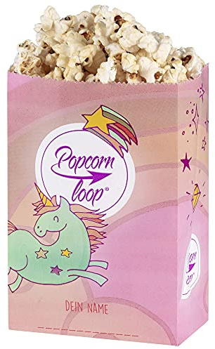 Einhorn 50 Stück Popcorntüten Popcorn Box Tüten Candy Bar Tüte Hochzeit Papier Süßigkeiten Boxen für Party Papier Behälter Pink Rosa Gestreift Snackbox Geschenk Kinder (Einhorn 50 Stück)