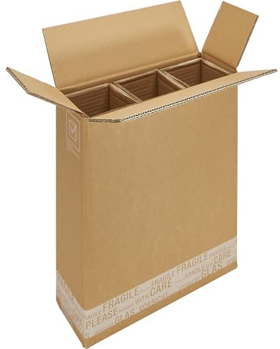 ratioform | Flaschenkarton Post/DHL | mit Kartoneinlage | VE 10 Stk | Innenmaße 305 x 110 x 369 mm | für 3 Flaschen