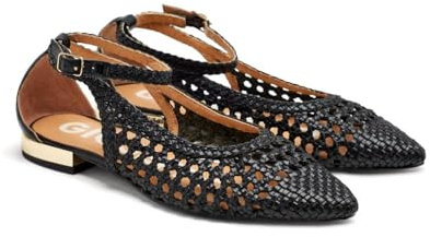 GIOSEPPO Bailarinas Negras Trenzadas DE Punta Fina para Mujer DELL