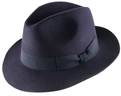 Classic Italy Heritage Bogart II Wool Felt Fedora Hat Size 54 Cm Marine