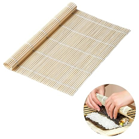 1 alfombrilla de sushi de bambú en estilo japonés, rollo de bambú natural para maki, sushi sushi, rodillo de sushi para kitchens, restaurantes japoneses, sushilovers, onigiri