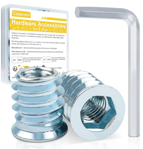 40 Piezas M6x10mm Tuercas de inserción roscadas, Tamaño de rosca interna: M6 (6mm), longitud: 10mm, Paso de rosca: 1mm.