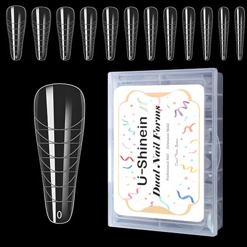 U-Shinein Forme e stampi per unghie – 120 pezzi, 12 dimensioni, forme doppie, strumenti per nail art in acrilico