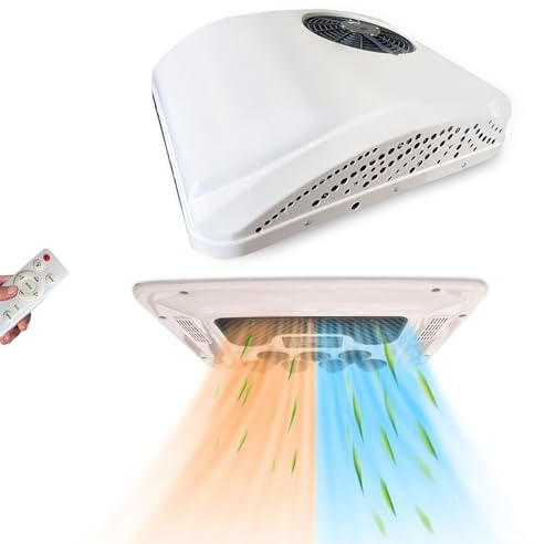 12V Wohnmobil Klimaanlage Heizungs-Kombination Universales Dach-Klimagerät, 12 Volt DC Wohnmobil Klimaanlage mit Heizung, 9500BTU leise Camper Klimagerät, schnelles Heizen & Kühlen für