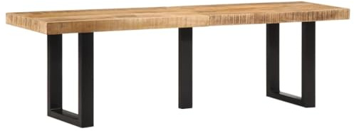 vidaXL Bench, Dining Bench for Living Room Entryway Dining Room, Hallway Bench Seat, Industrial Style, Solid Rough Wood Mango and Steel