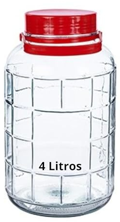 Bote de Cristal Grande con Asa de 4 Litros y Doble Tapa - Garrafa Grande de Vidrio de 4 Litros con Asa - Perfecto para Alimentos Humedos y Secos, Encurtidos, Artículos - Bidón de Vidrio Resistente (1)