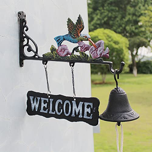 YUSIWOAL Vintage Door Bell,Manual Doorbell， Decorative Chime Hand-Painted Colorful Bird Hand Bell Welcome Entry Door Bell Antique Doorbell for Decoration Wall Mounted Dinner Bell Garden Home