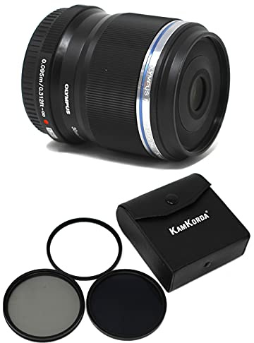 KamKorda Lens Filter Kit 46mm + Olympus M.Zuiko Digital ED 30mm f/3.5 Macro Lens, Micro Four Thirds System, Maximum Magnification: 1.25x, MSC High-Speed Imager AF System + 2 Year Warranty