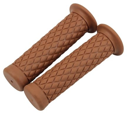 PowerMotor 22mm Rétro Poignée Moto Universel Poignées de Guidon Rechange pour Moto Custom Cafe Racer Bobber ATV Dirt Bike Motocross Marron