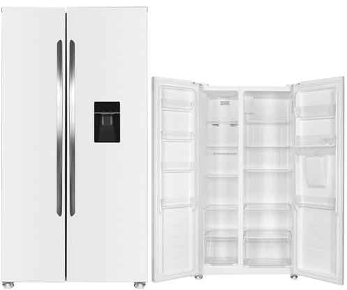PKM SBS450 NFDWDEW, Side by Side Kühl-Gefrierkombination 439 L/NoFrost/Wasserspender/151 Liter 4 Gefrierfach/40 dB/Freistehend (Weiß)